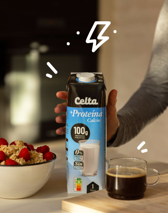 Leche Celta +Proteína con desayuno